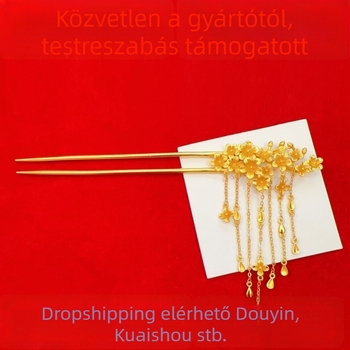 Hajcsat alluviális aranyból, vintage stílus, geometriai forma, fejfedő – Double Jubilee Bird