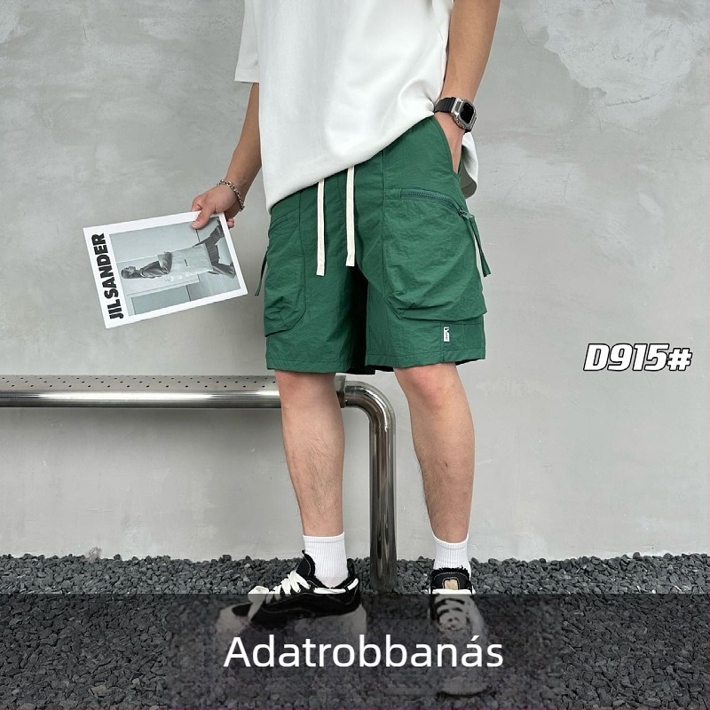 Férfi utcai rövidnadrág - 100% poliészter, egyenes szabás, nyár 2024, eredeti dizájn