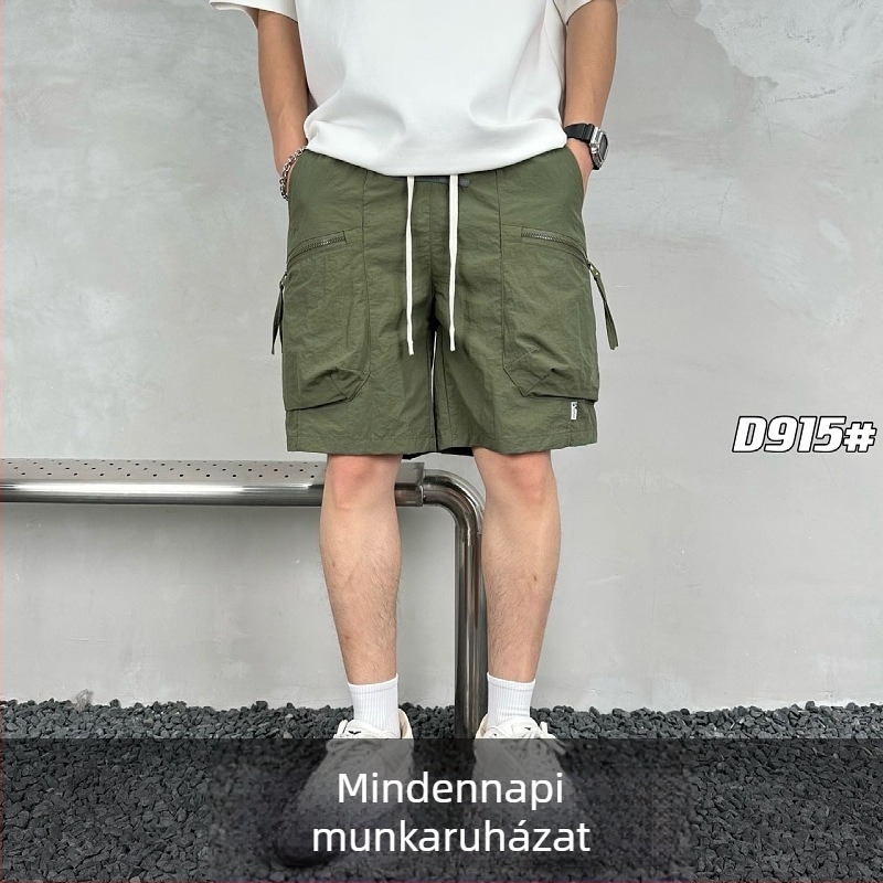 Férfi utcai rövidnadrág - 100% poliészter, egyenes szabás, nyár 2024, eredeti dizájn