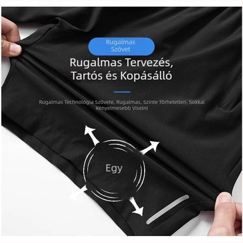 Sportos rövidnadrág, laza szabás, 100% poliészter, magas elasztikusság, nyári szezon