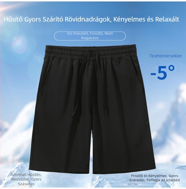Sportos rövidnadrág, laza szabás, 100% poliészter, magas elasztikusság, nyári szezon