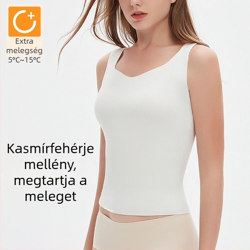 Női velúrhatású, varrat nélküli termo mellény, alapréteg felső a téli használatra