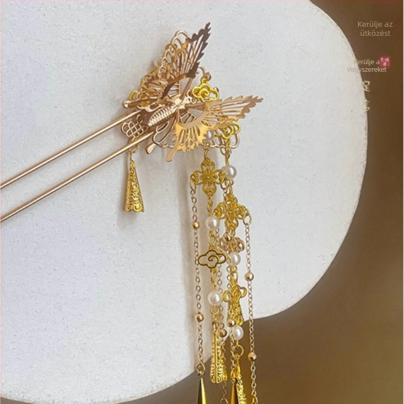 U alakú pillangó füzérrel díszített hajtű, női, fém, retro stílus