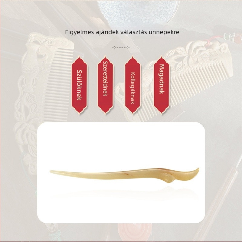 Szarv formájú hajtű kontyhoz – Vintage kínai stílusú hajdísz, ősz 2025