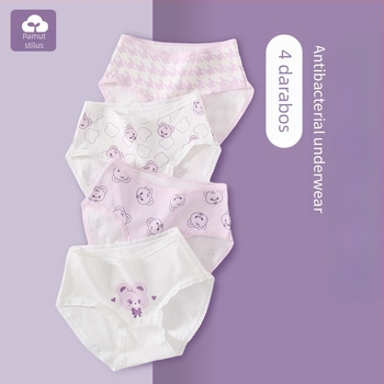 Lányoknak való pamut bikini típusú alsónemű, A osztály, antibakteriális, nem szorít, 10A méret, gyerek alsónemű