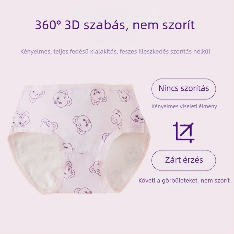 Lányoknak való pamut bikini típusú alsónemű, A osztály, antibakteriális, nem szorít, 10A méret, gyerek alsónemű
