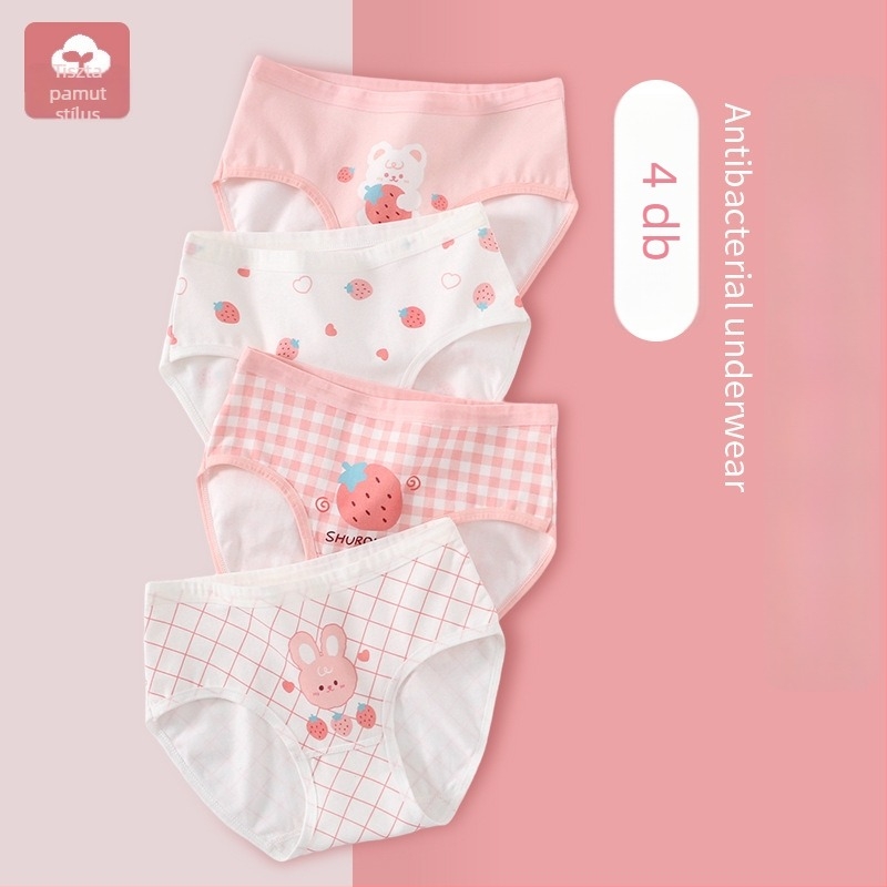 Lányoknak való pamut bikini típusú alsónemű, A osztály, antibakteriális, nem szorít, 10A méret, gyerek alsónemű