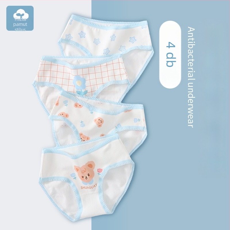 Lányoknak való pamut bikini típusú alsónemű, A osztály, antibakteriális, nem szorít, 10A méret, gyerek alsónemű