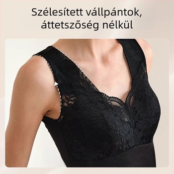 Meleg mellény beépített párnázott kosárrészekkel, csipkés szegéllyel, fleece-béléssel, nylon anyagból