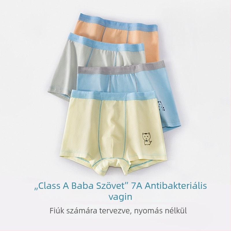 Új gyerekek pamut 7A antibakteriális boxer briefek, osztály A, lélegző, közepes és nagy méretek, 95% pamut