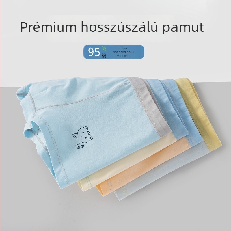 Új gyerekek pamut 7A antibakteriális boxer briefek, osztály A, lélegző, közepes és nagy méretek, 95% pamut