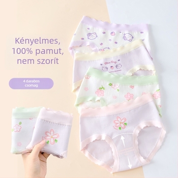 Lányoknak szóló pamut alsónemű antibakteriális védelemmel, háromszög alakú fazon