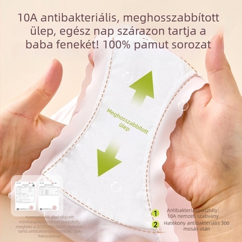 Lányoknak szóló pamut alsónemű antibakteriális védelemmel, háromszög alakú fazon