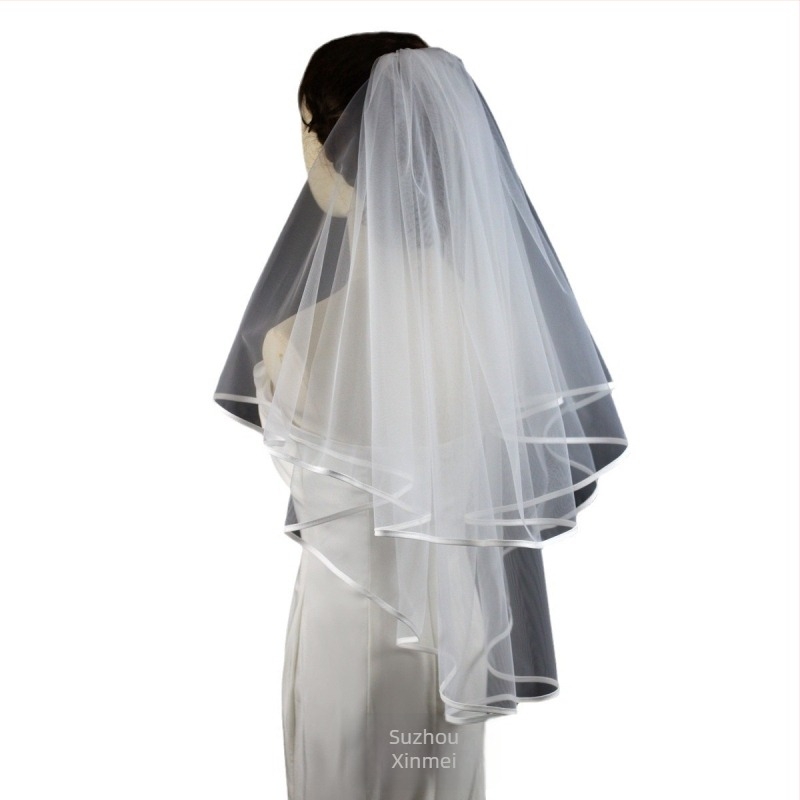 Menyasszonyi fátyol fejre - Kétoldalas nylon, Minimalista női stílus, V356 Xinmei Collection