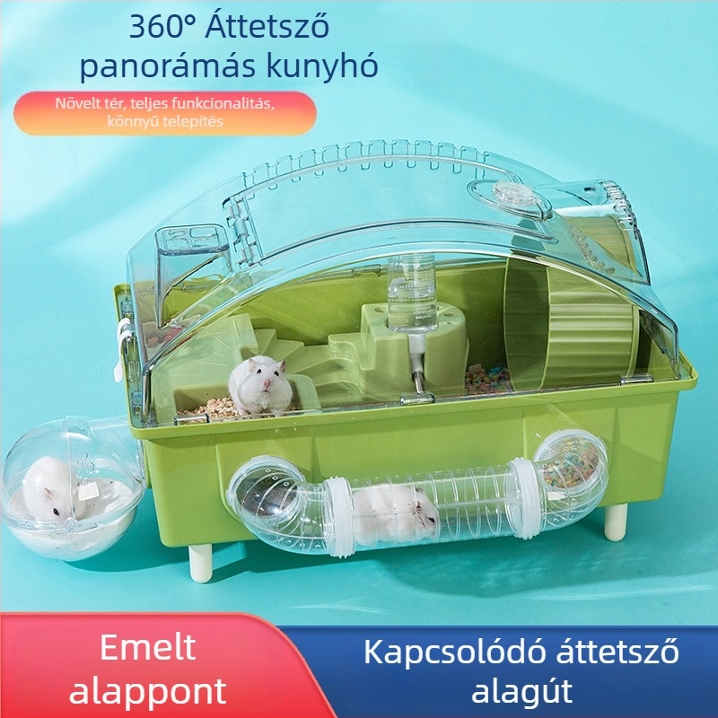 Plasztik hörcsög ketrec, négyzetes kialakítás, vízálló, belső használatra.