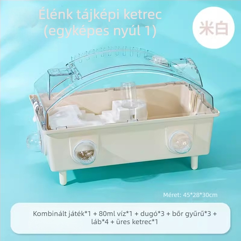 Plasztik hörcsög ketrec, négyzetes kialakítás, vízálló, belső használatra.