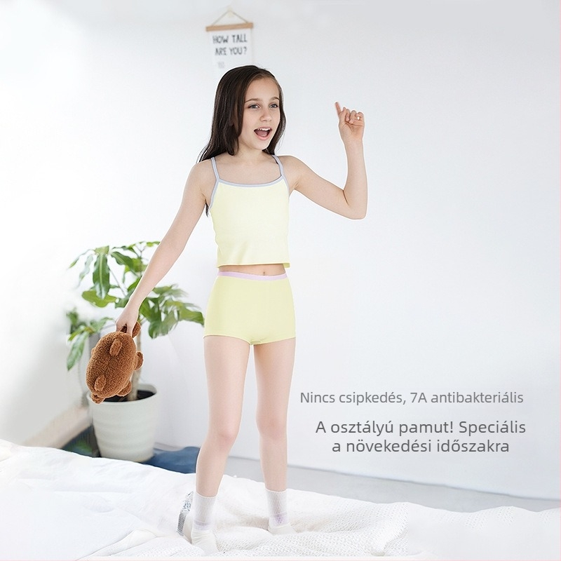 Lányoknak szánt pamut alsónemű antibakteriális, boxer stílusú, kényelmes, 8 évnél idősebbeknek