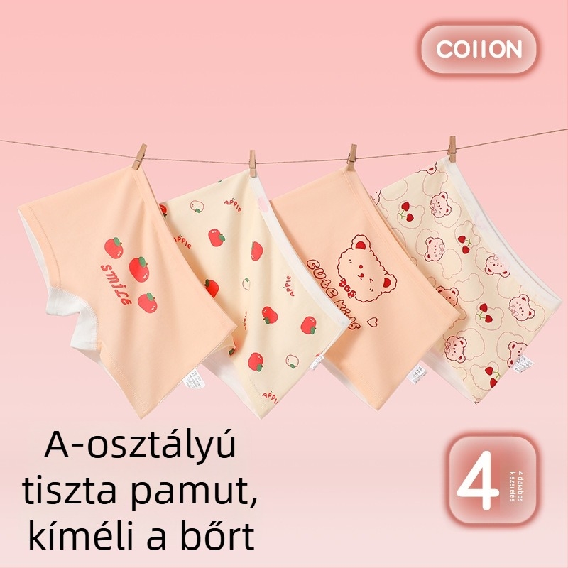 Lányoknak szánt pamut alsónemű, Class A, bőrbarát és lélegző, aranyos boxer-stílusú alsó kicsiknek és nagyobb gyerekeknek