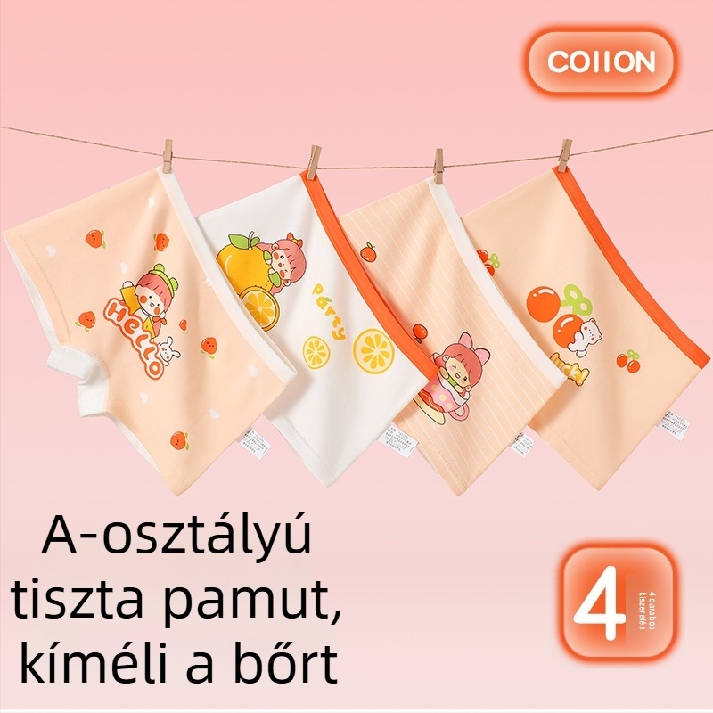 Lányoknak szánt pamut alsónemű, Class A, bőrbarát és lélegző, aranyos boxer-stílusú alsó kicsiknek és nagyobb gyerekeknek
