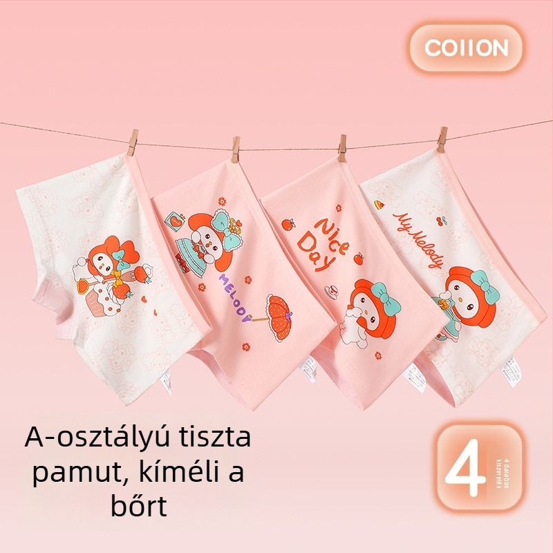 Lányoknak szánt pamut alsónemű, Class A, bőrbarát és lélegző, aranyos boxer-stílusú alsó kicsiknek és nagyobb gyerekeknek