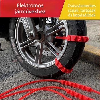 Egyetemes hólánc gumikhoz kétkerekű elektromos járművekhez, gumit kímélő hevederrel — Márka Uran; Anyag: Other
