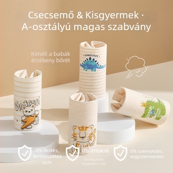 Fiúknak szánt boxeralsó gyerekeknek – A osztályú, természetes színű pamut, középső derékkal, kényelmes, 3–8 éveseknek (100–140 cm)