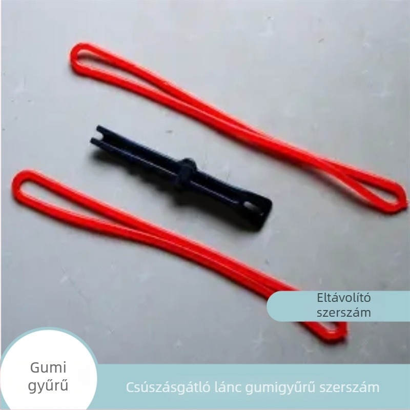 Gumi feszítőgyűrűvel ellátott csúszásmentes hólánc – univerzális vontatási lánc autókhoz, SUV-hez és kisbuszokhoz (gumis 145–275, 215/50R17)