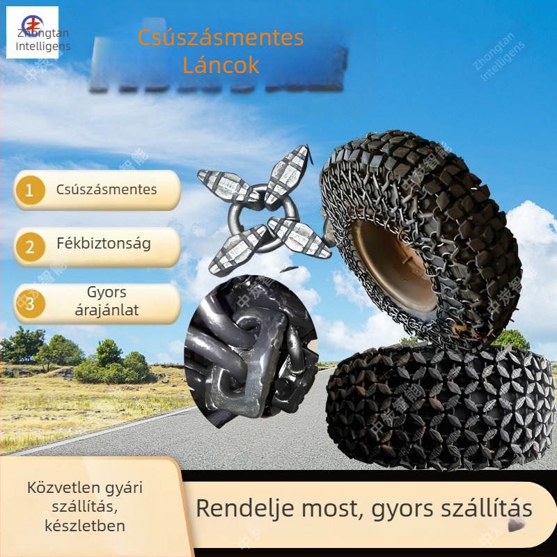 Villás targoncához csúszásmentes lánc, gumi védelem, egyszerű szétszedés és összeszerelés, márka Shandong Zhongtan Intelligent Equipment Co., Ltd