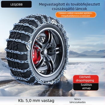 Universális vas csúszásgátló lánc autógumikhoz – autókhoz, SUV-khoz, teherautókhoz és motorkerékpárokhoz, hóban és terepen