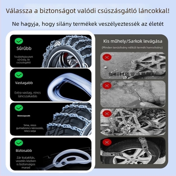 Universális vas csúszásgátló lánc autógumikhoz – autókhoz, SUV-khoz, teherautókhoz és motorkerékpárokhoz, hóban és terepen