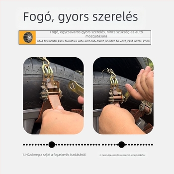 Gumiabroncs anti-slip lánc — univerzális típus; vas- és mangán acélból; téli lánc; Tömege: 10
