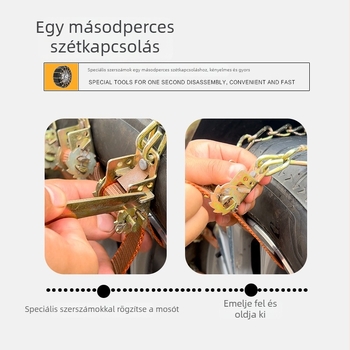Gumiabroncs anti-slip lánc — univerzális típus; vas- és mangán acélból; téli lánc; Tömege: 10