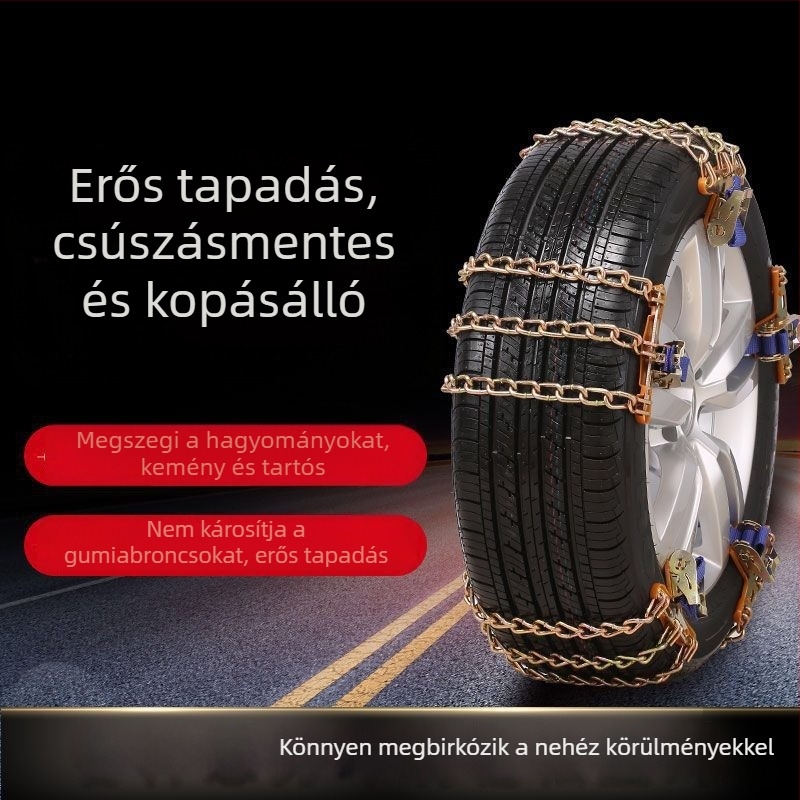 Universális hólánc autókhoz, SUV-ekhez és terepjárókhoz, automatikus meghúzás, károsodás nélkül