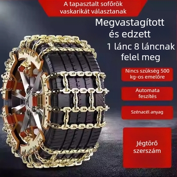 Univerzális sár- és hógumikhoz való anti-slip lánc autókhoz és SUV-khoz, egyzáras kialakítású, új típus, kíméli a gumikat.
