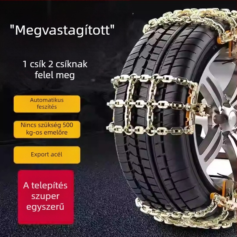 Univerzális hólánc SUV-hoz és pickuphoz, rácsos mintázatú csúszásmentes lánc hóban és sárban, vészhelyzeti használatra