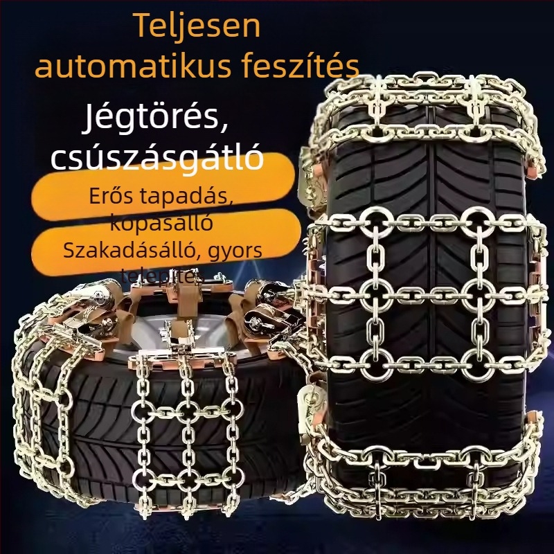 Univerzális hólánc SUV-hoz és pickuphoz, rácsos mintázatú csúszásmentes lánc hóban és sárban, vészhelyzeti használatra