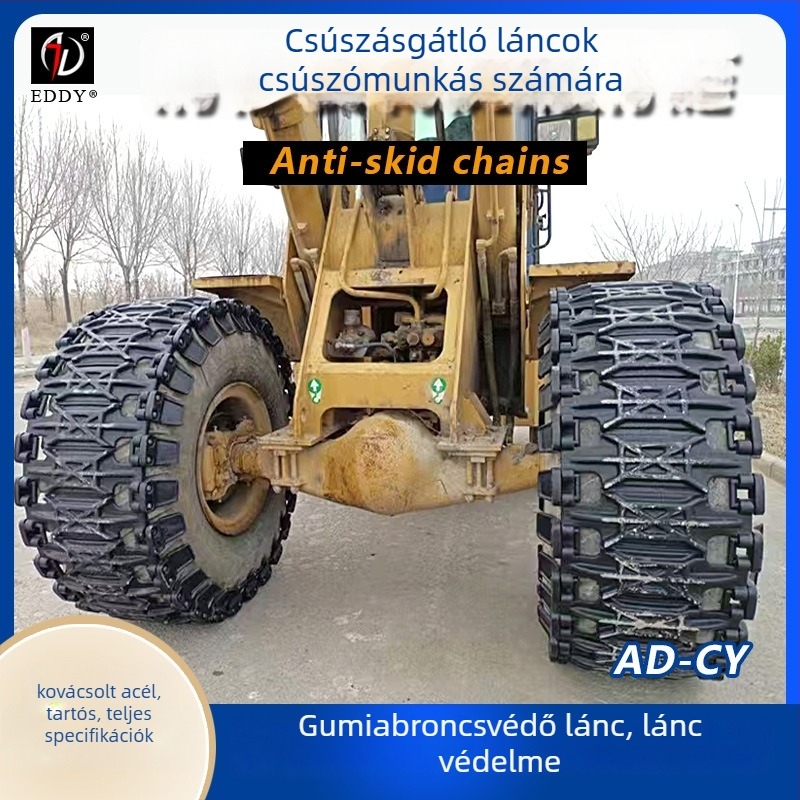 AD márkájú csúszásmentes lánc rakodógép kerékhez, rombusz alakú láncszemek, ötvözetlánc hóhoz, egy vagy két kerékre