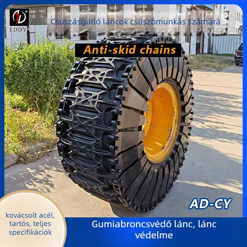 AD márkájú csúszásmentes lánc rakodógép kerékhez, rombusz alakú láncszemek, ötvözetlánc hóhoz, egy vagy két kerékre