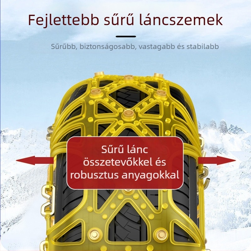 Teljes lefedettségű gumicsúszásgátló láncok téli használatra, univerzális autókhoz, furgonokhoz és terepjárókhoz, vastított Oxford anyaggal