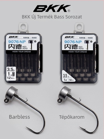 BKK Ned Hook 9076-NP Lead Head Hook (barb vagy barb nélkül) horgászat műcsali és bassz horgászatára