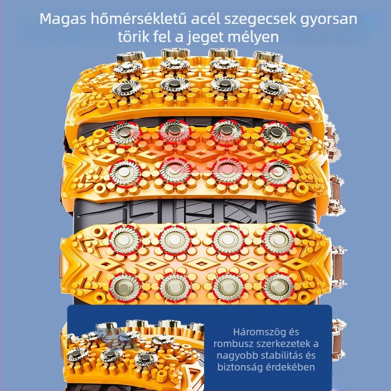 Gumi anti-slip láncok autókhoz, terepjáró és SUV számára, téli havazásra, univerzális, nem károsítja a gumikat, új modell