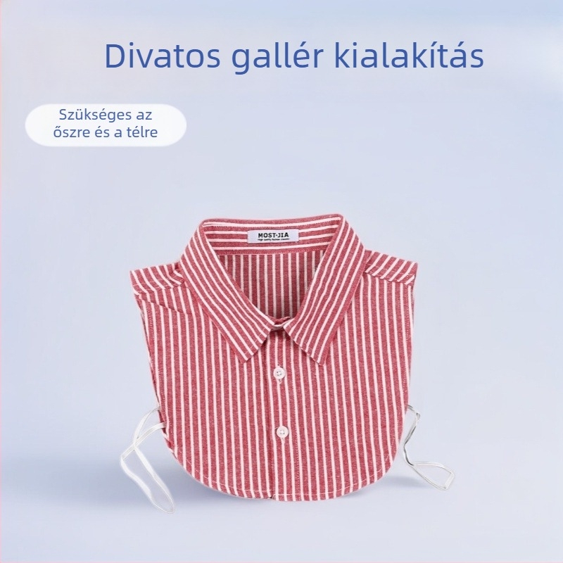 Kivehető pamut csíkos gallér, japán stílusú, casual viselet, téli 2023