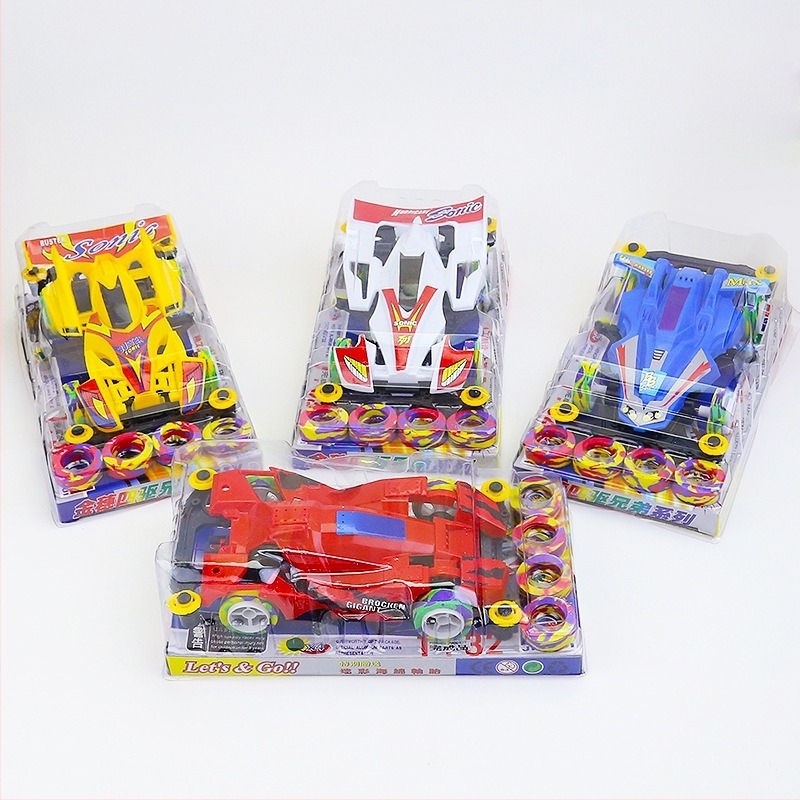 Mini 4WD elektromos gyerekautó – műanyag, 1:32 skála, DIY-kész, akkumulátoros, versenymodell