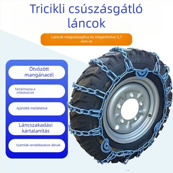 Csúszásmentes lánc, vastított és megerősített, mezőgazdasági elektromos háromkerekűkhöz, 500-12 és 700-16 méretű gumikhoz, kopásálló vaslánc