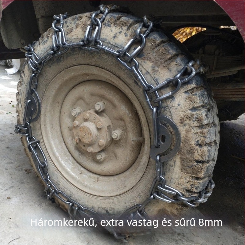 Csúszásmentes lánc, vastított és megerősített, mezőgazdasági elektromos háromkerekűkhöz, 500-12 és 700-16 méretű gumikhoz, kopásálló vaslánc