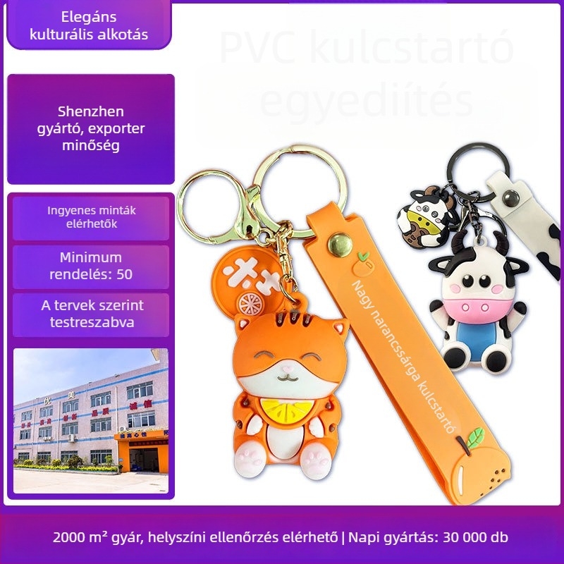 PVC kulcstartó, egyedi rajzfilm figura medál, puha PVC, logónyomtatás