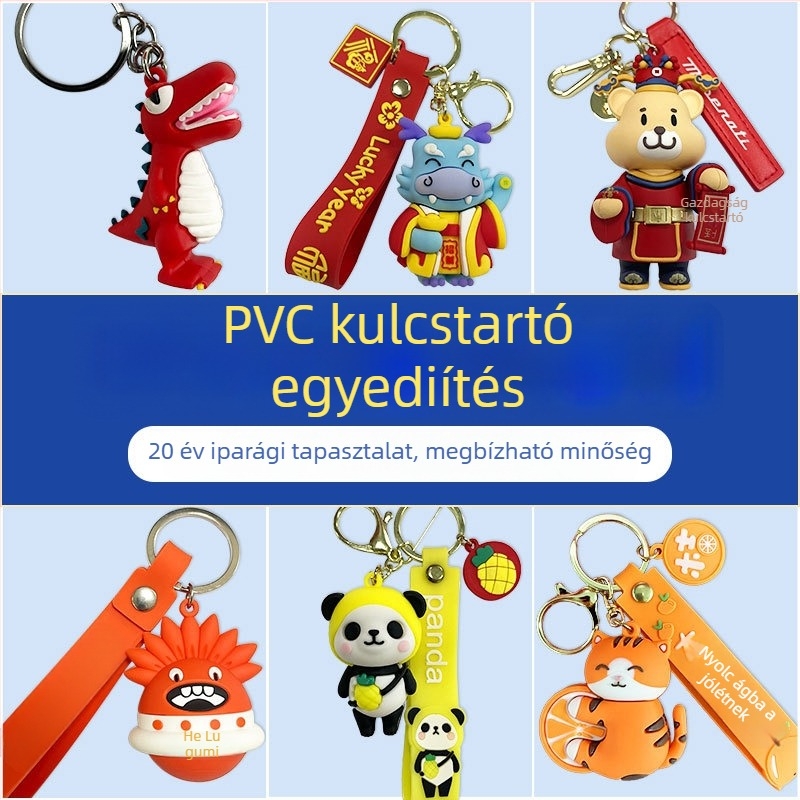 PVC kulcstartó, egyedi rajzfilm figura medál, puha PVC, logónyomtatás