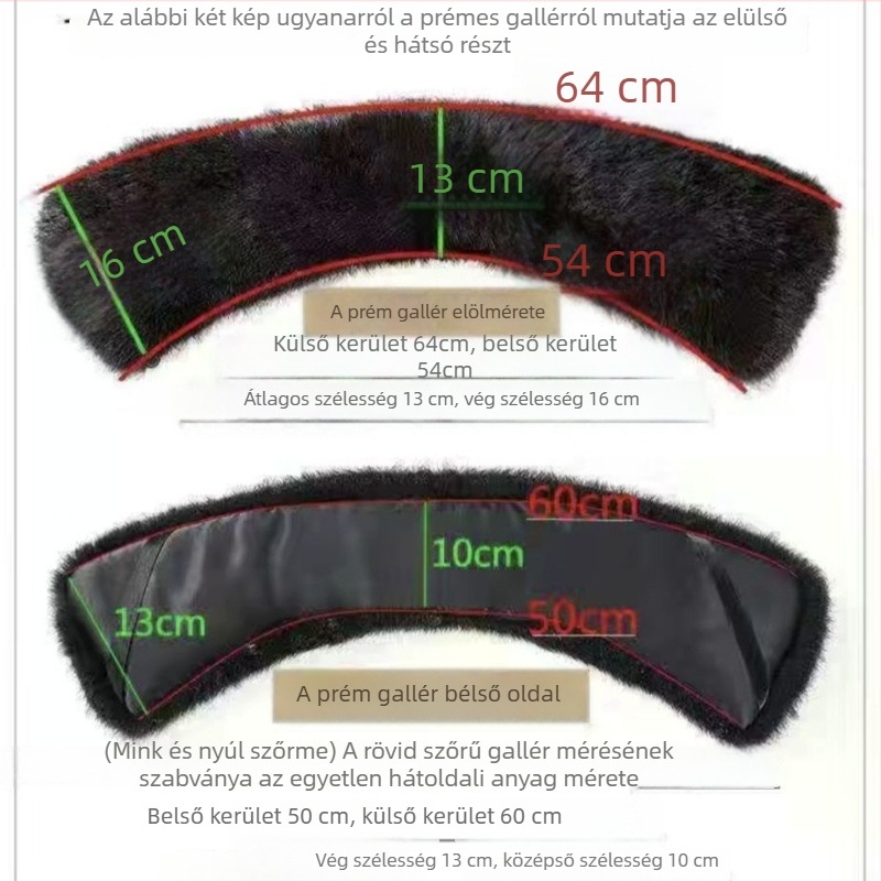 Műszőrme galléros téli dzseki, külső rayon, bélés poliészter, hossz 50-55 cm, szélesség 9-11 cm