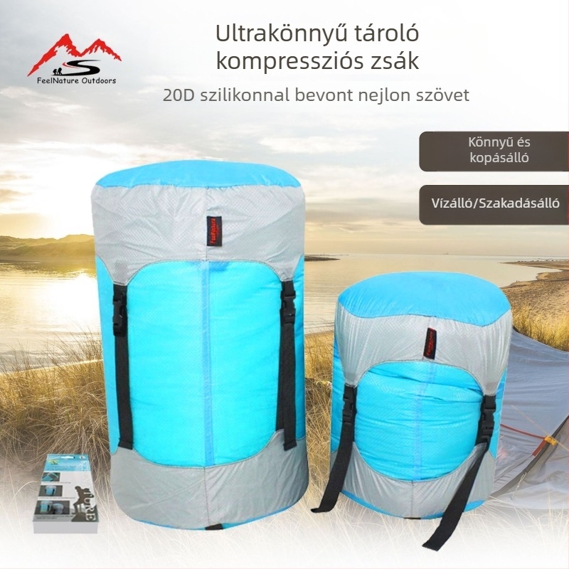 FeelNature Outdoors 20D ultrakönnyű hálózsák por- és vízálló bevonattal, tartalmaz tömörítőtasakot és tárolótáskát