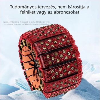 Univerzális téli hólánc autókhoz, 11 szöggel, jégtörő hatás, off-road SUV-hoz, vészhelyzeti használat, emelő nélkül